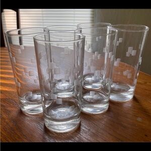 Libbey Windsor Etched Hiball Glasses: Geometric Barware (Set of 6)